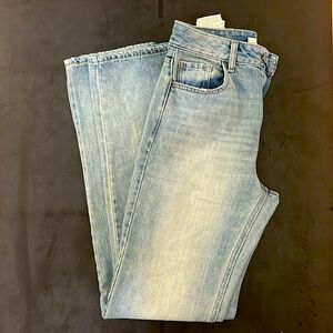 High waisted wide leg jeans.